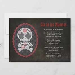 Halloween Sugar Skull Day of the Dead Party Invite Kaart