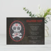 Halloween Sugar Skull Day of the Dead Party Invite Kaart (Staand voorkant)