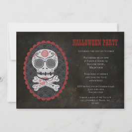 Halloween Sugar Skull Day of the Dead Party Invite Kaart