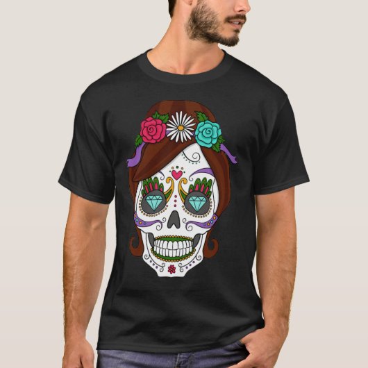 Halloween - Sugar Skull Face Paint Relaxed Fit T-shirt (Voorkant)