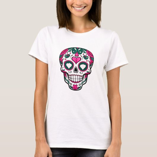 Halloween SUGAR SKULL gemakkelijk kostuum Mexico D T-shirt (Voorkant)