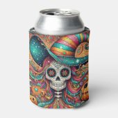 Halloween Sugar Skull, Ghost en Pumpkins Blikjeskoeler (Blikje Voorkant)