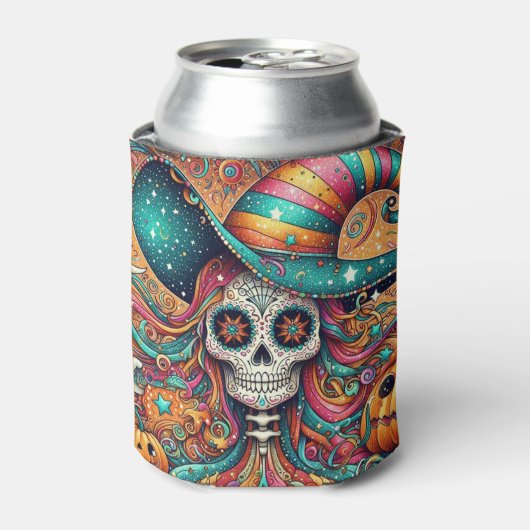 Halloween Sugar Skull, Ghost en Pumpkins Blikjeskoeler (Blikje Voorkant)