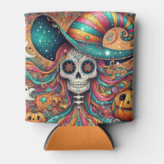 Halloween Sugar Skull, Ghost en Pumpkins Blikjeskoeler (Voorkant)