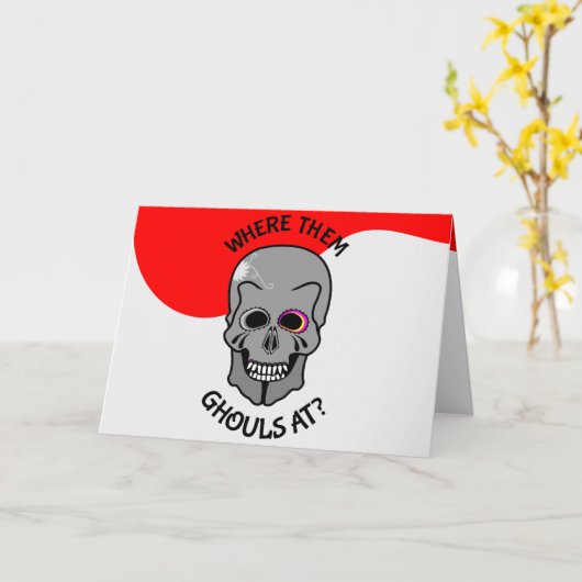 Halloween Sugar Skull Kaart (Gele Bloem)