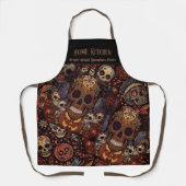 Halloween,Sugar Skull Pompoenen Fiesta, Calavera Schort (Voorkant)