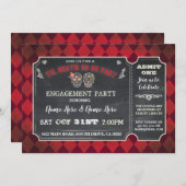 Halloween Sugar Skulls Ticket Party Red Invitation Kaart (Voorkant / Achterkant)