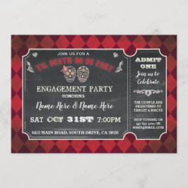 Halloween Sugar Skulls Ticket Party Red Invitation Kaart