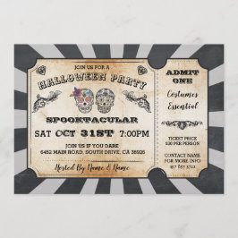 Halloween Sugar Skulls Ticket Party uitnodiging