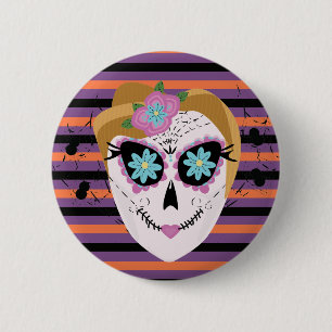 Halloween Suiker Schedel Dias De Los Muertos Ronde Button 5,7 Cm