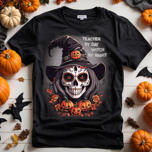 Halloween suiker schedel heks aangepaste grappige  t-shirt
