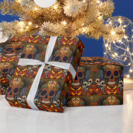 Halloween, Suiker Schedel Pompoen Feest, Calavera Cadeaupapier