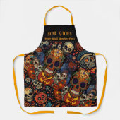 Halloween, Suiker Schedel Pompoen Feest, Calavera Schort (Voorkant)