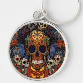Halloween, Suiker Schedel Pompoen Feest, Calavera Sleutelhanger