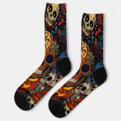Halloween, Suiker Schedel Pompoen Feest, Calavera Sokken (Links)