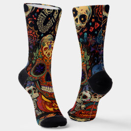 Halloween, Suiker Schedel Pompoen Feest, Calavera Sokken