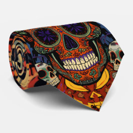 Halloween, Suiker Schedel Pompoen Feest, Calavera Stropdas
