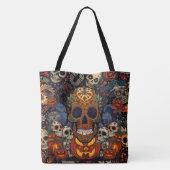 Halloween, Suiker Schedel Pompoen Feest, Calavera Tote Bag (Achterkant)