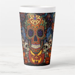 Halloween, Suiker Schedel Pompoenen Feest, Calaver Latte Mok