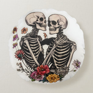 Halloween-suiker-schedel-ronde kussen