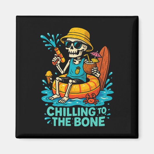 Halloween Summer Chilling to the Bone Skeleton Flo Magneet (Voorkant)