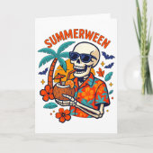 Halloween Summer Ween Skeleton Spooky Vacation Flo Kaart (Voorkant)