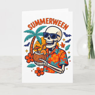 Halloween Summer Ween Skeleton Spooky Vacation Flo Kaart