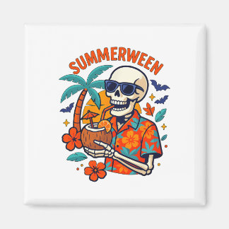 Halloween Summer Ween Skeleton Spooky Vacation Flo Magneet