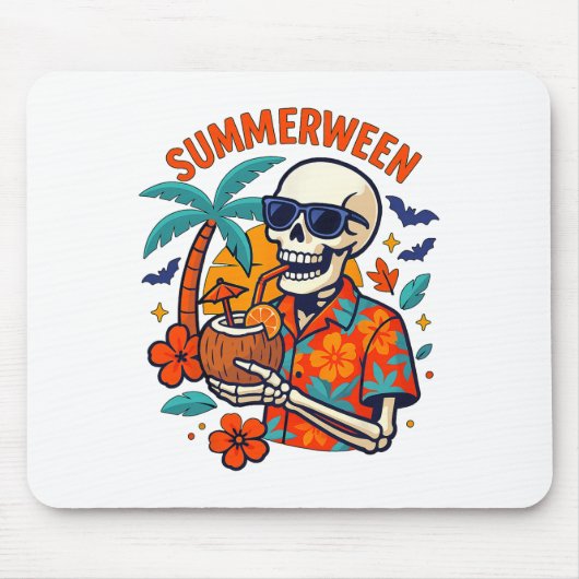 Halloween Summer Ween Skeleton Spooky Vacation Flo Muismat (Voorkant)