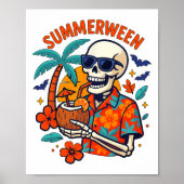 Halloween Summer Ween Skeleton Spooky Vacation Flo Poster (Voorkant)