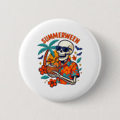 Halloween Summer Ween Skeleton Spooky Vacation Flo Ronde Button 5,7 Cm (Voorkant)