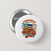 Halloween Summer Ween Skeleton Spooky Vacation Flo Ronde Button 5,7 Cm (Voorkant /achterkant)