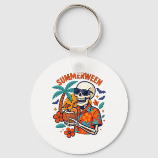 Halloween Summer Ween Skeleton Spooky Vacation Flo Sleutelhanger