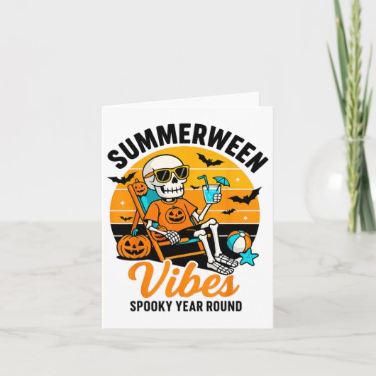 Halloween Summer Ween Vibes Spooky Skeleton Float Kaart (Voorkant)