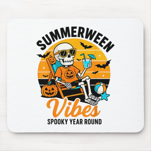 Halloween Summer Ween Vibes Spooky Skeleton Float Muismat (Voorkant)