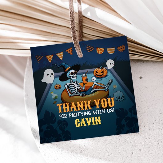 Halloween Summerween Pool Birthday Square Bedankjes Labels