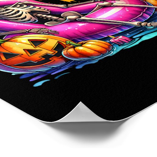 Halloween Summerween Vibes Zomer Vakantie Skeleto Poster (Hoek)