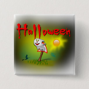 Halloween Sunshine Ghost - Vierkante Button 5,1 Cm