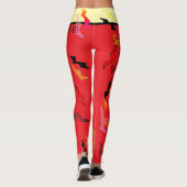 Halloween Superheld Red Cream Lightning Bolts Leggings (Achterkant)