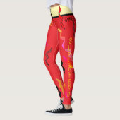 Halloween Superheld Red Cream Lightning Bolts Leggings (Links)