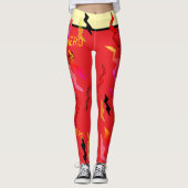 Halloween Superheld Red Cream Lightning Bolts Leggings (Voorkant)