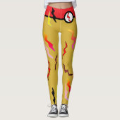 Halloween Superheld Red Gold Lightning Bolts Leggings (Voorkant)