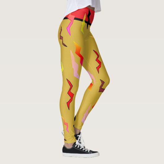 Halloween Superheld Red Gold Lightning Bolts Leggings (Rechts)