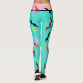 Halloween Superheld Turquoise Roze Lightning Bolts Leggings (Achterkant)