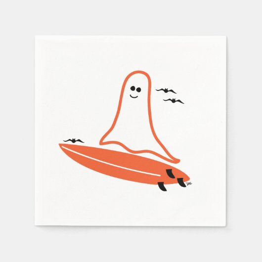 Halloween Surfer Ghost zwart Servet (Voorkant)