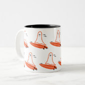 Halloween Surfer Ghost zwart Tweekleurige Koffiemok (Voorkant links)