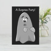 Halloween Surprise Party Invitations Cartoon Ghost Kaart (Staand voorkant)