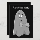 Halloween Surprise Party Invitations Cartoon Ghost Kaart (Voorkant / Achterkant)