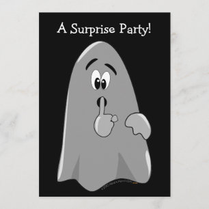 Halloween Surprise Party Invitations Cartoon Ghost Kaart