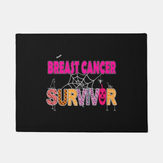 Halloween Survivor voor borstkanker bewustzijn Deurmat (Voorkant)